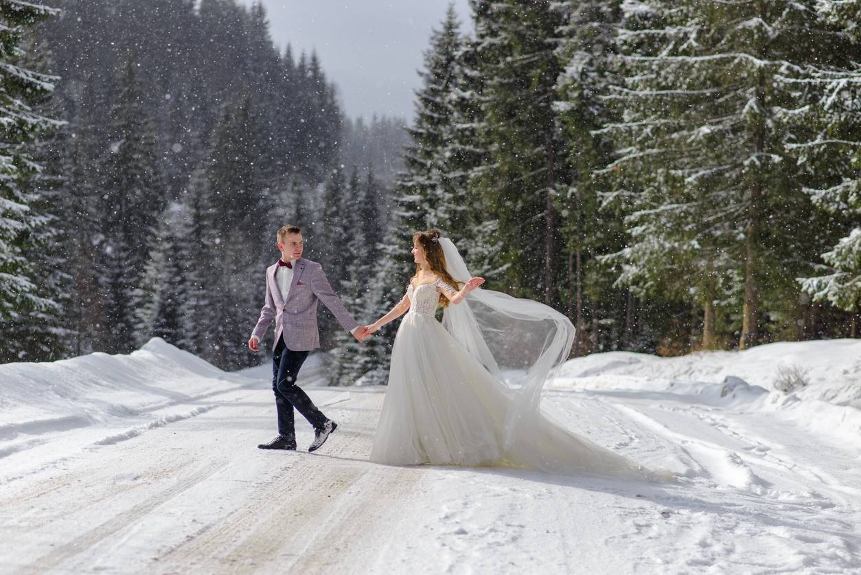photo de mariage en hiver