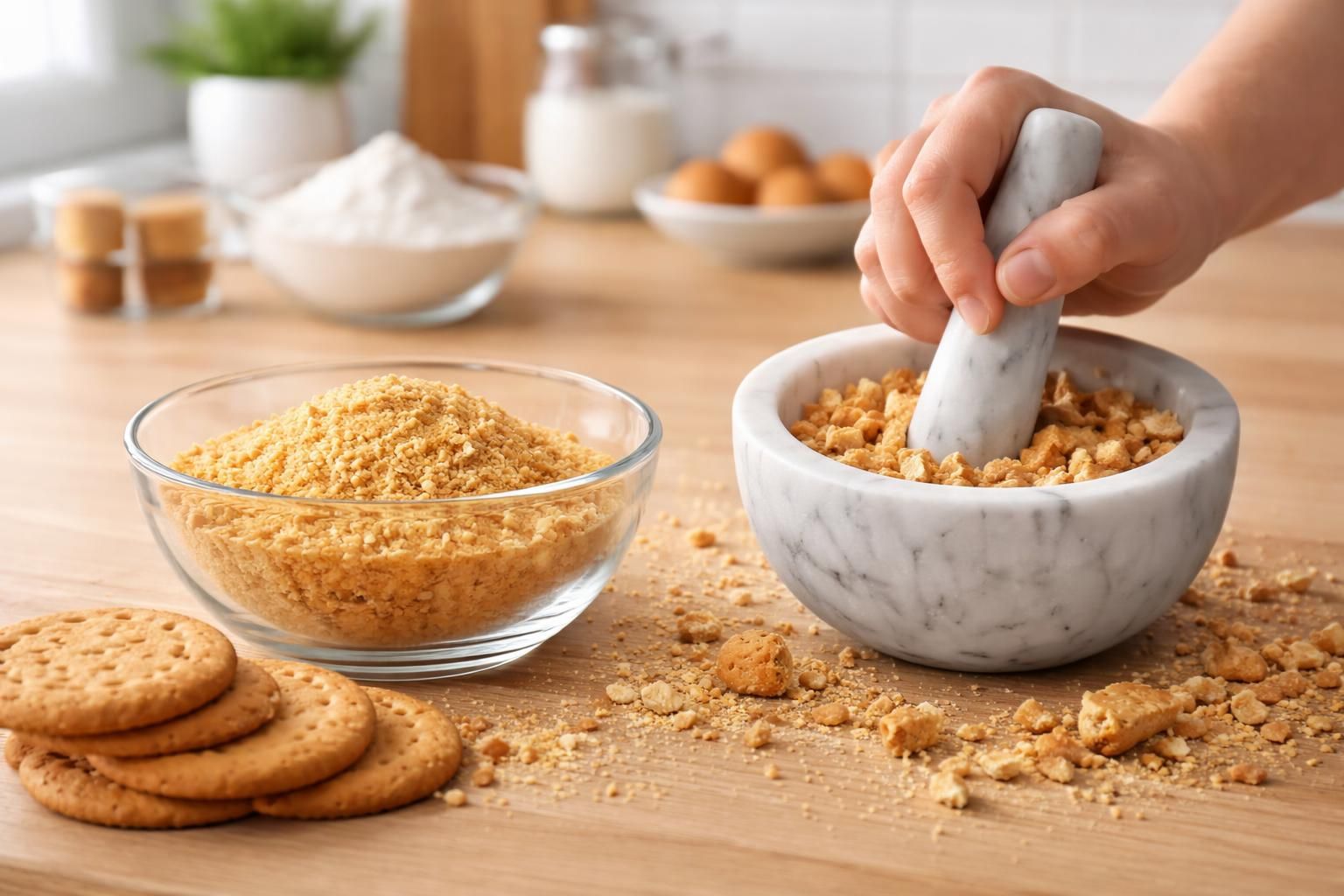 découvrez comment préparer facilement de la chapelure sans utiliser de pain, en utilisant simplement des biscuits écrasés pour une alternative originale et savoureuse.