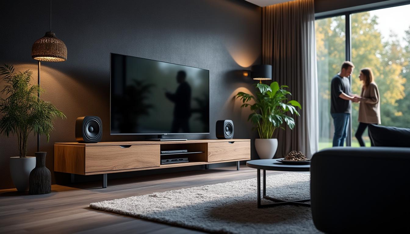 découvrez chez leclerc le meuble tv avec enceinte intégrée idéal pour sublimer votre salon, alliant design moderne et qualité sonore exceptionnelle.