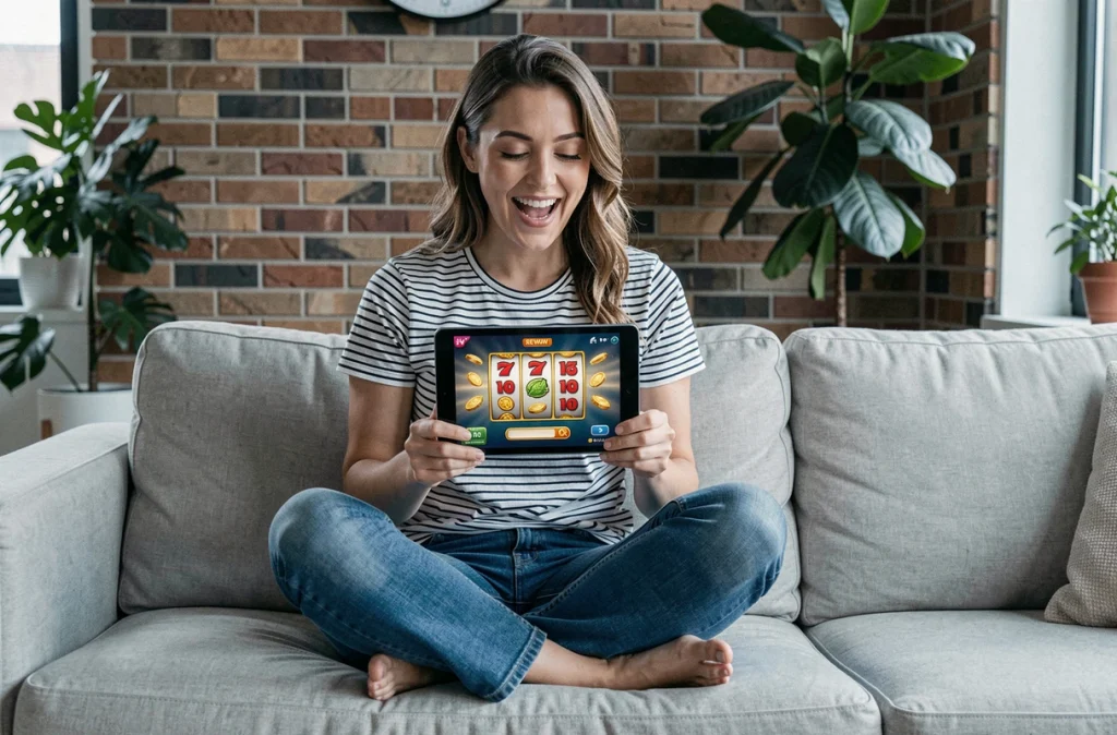 Femme utilisant une tablette pour réclamer des tours gratuits sur Coin Master en 2026