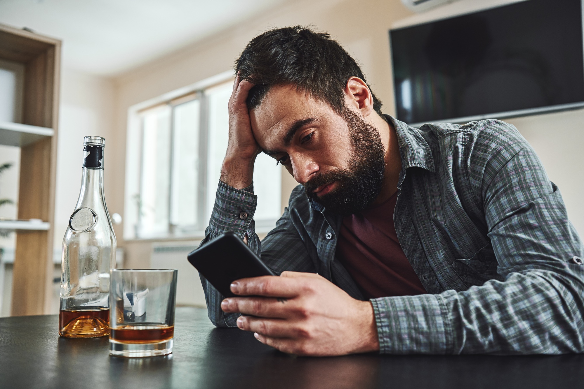 If you can quit for a day, you can quit for a lifetime. Young man alcoholic, social problems concept