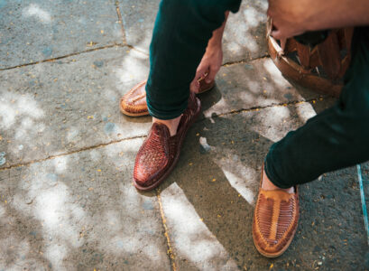 mocassins en cuir