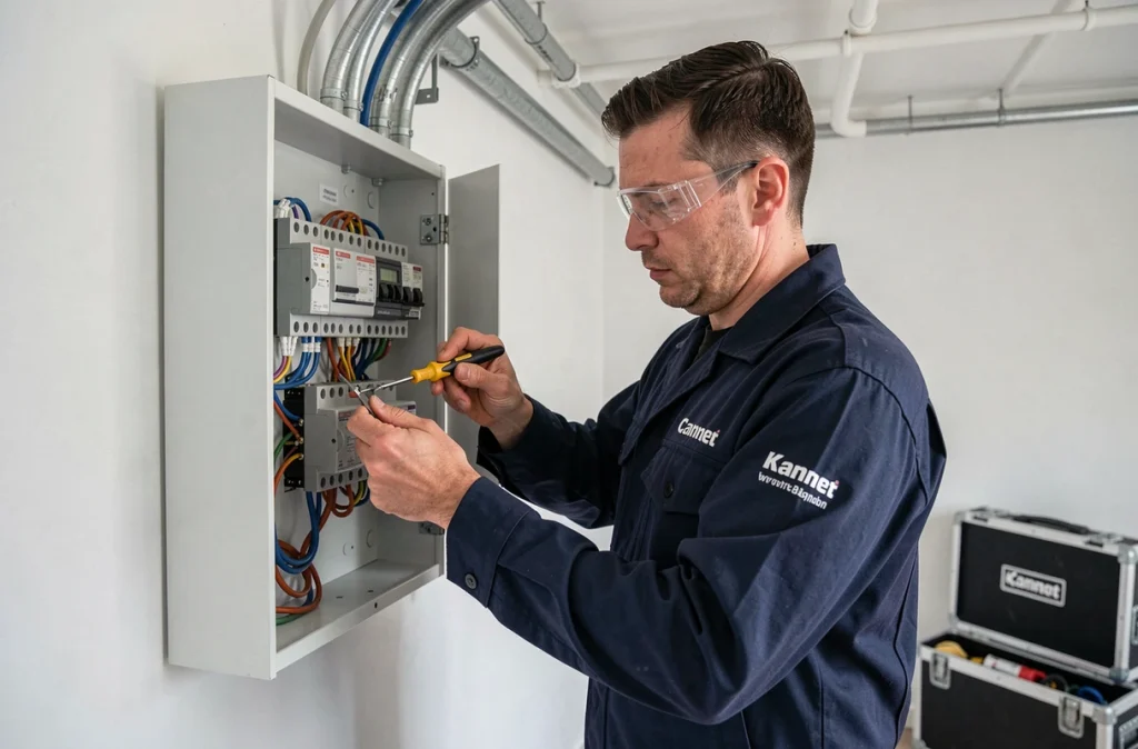 Électricien MSB Électricité câblant un tableau électrique résidentiel au Cannet