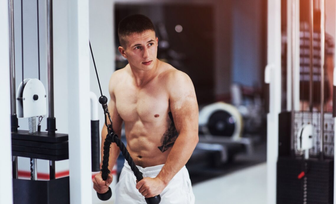Portrait of fitness strength training workout bodybuilding conce