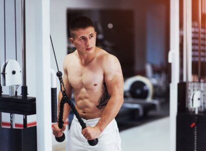 Portrait of fitness strength training workout bodybuilding conce